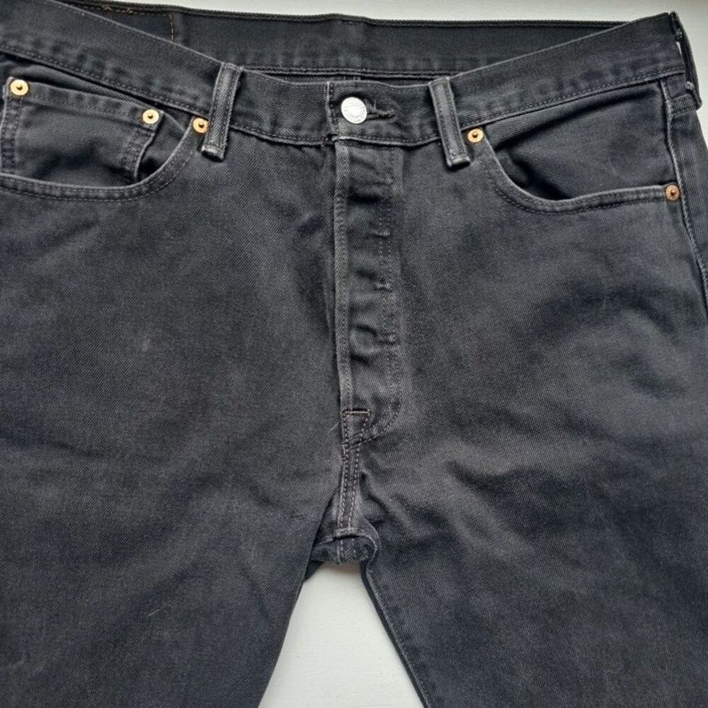 Levi's 501 Men's Jeans 34x36 Black Button Fly Straight Leg Faded Classic Basics